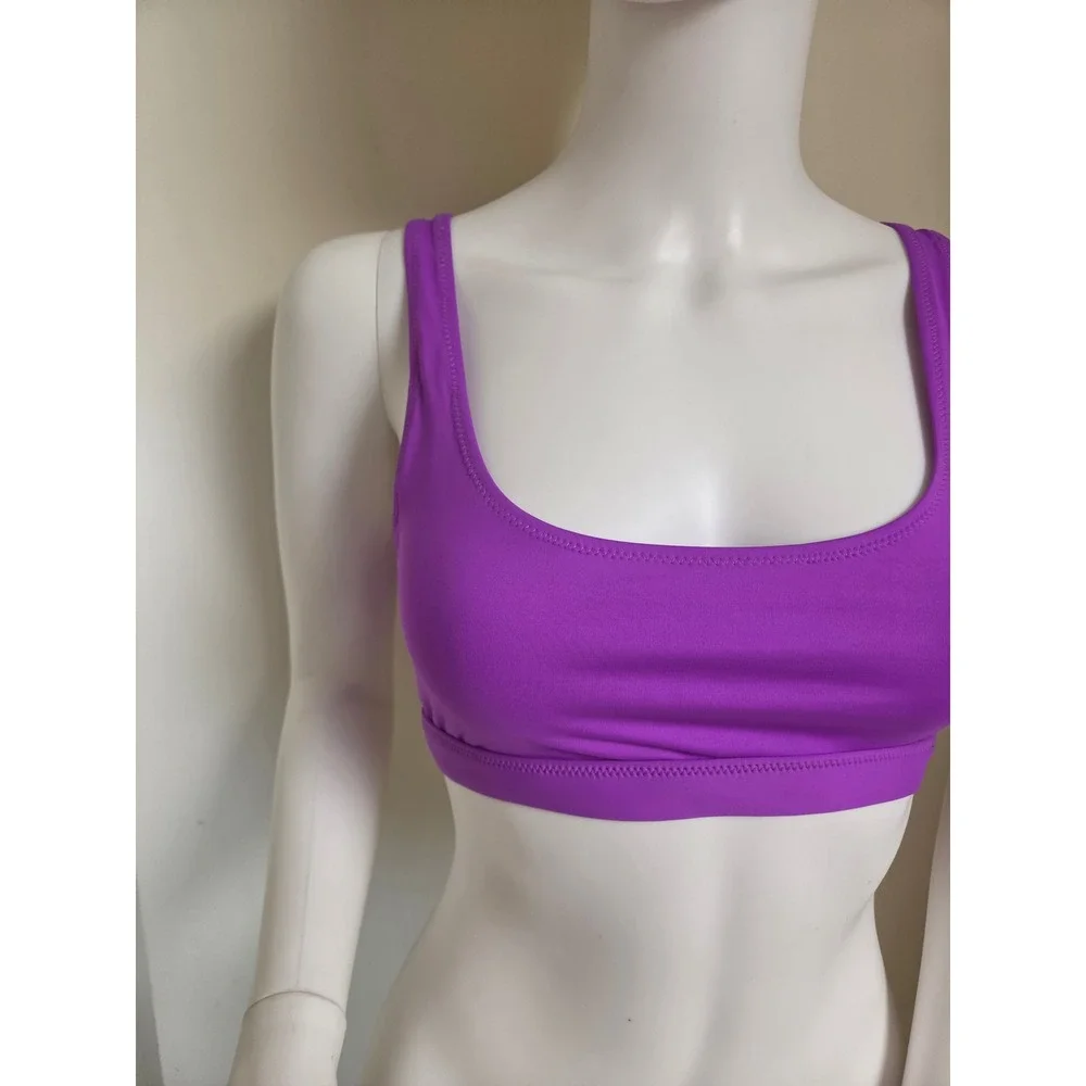 SKIMS Swim Scoop Neck Bikini Top Purple Recycled Nylon Size Small